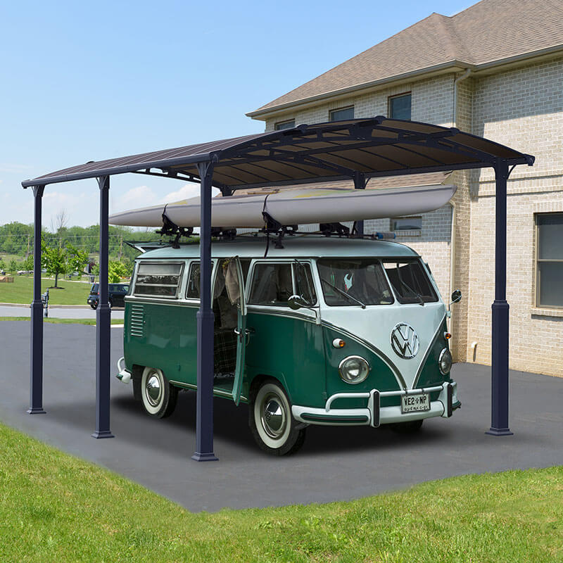 Product photograph of 12 X 21 Palram Canopia Arcadia Alpine 6400 Grey Metal Carport 3 59m X 6 44m from Buy Sheds Direct