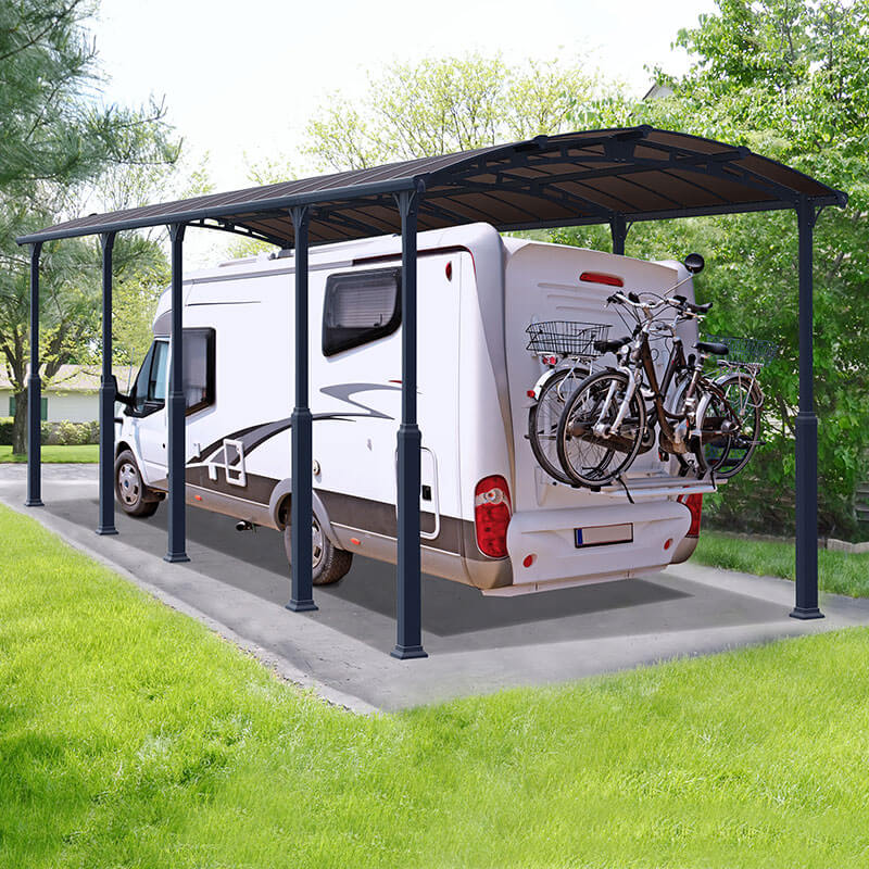 Product photograph of 12 X 35 Palram Canopia Arcadia Alpine 10600 Grey Metal Carport 3 59m X 10 72m from Buy Sheds Direct