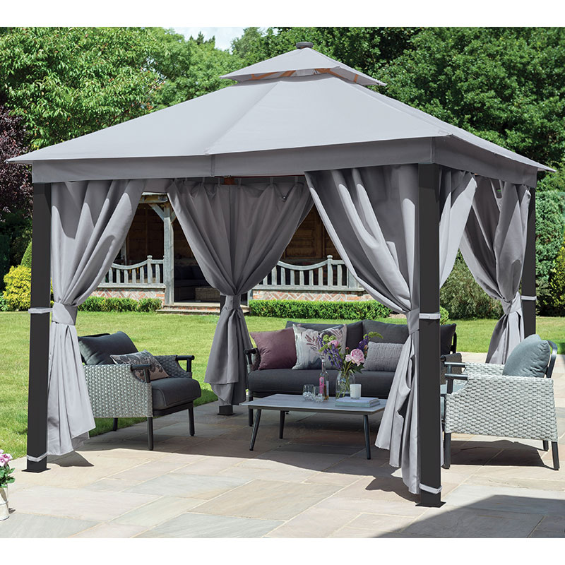 Product photograph of 10 X 10 Garden Must Haves Luxury Garden Gazebo With Led Lighting - Grey 3m X 3m from Buy Sheds Direct