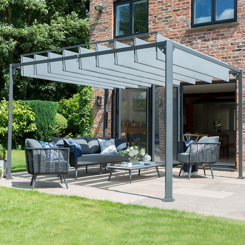 Product photograph of 10 X 10 Garden Must Haves Pandora Leaf Adjustable Garden Gazebo 3m X 3m from Buy Sheds Direct