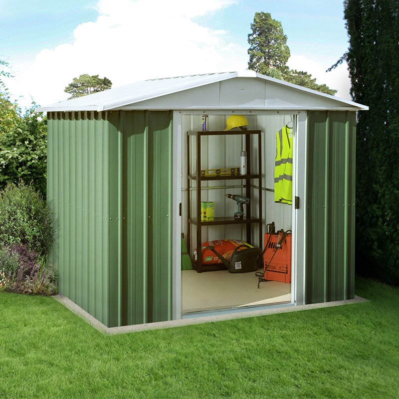 Product photograph of 8 X 7 Yardmaster Green 87geyz Metal Shed 2 42m X 2 17m from Buy Sheds Direct
