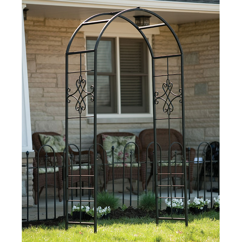Product photograph of Panacea Quatrefoil Metal Garden Arch 7 5 X 3 6 from Buy Sheds Direct