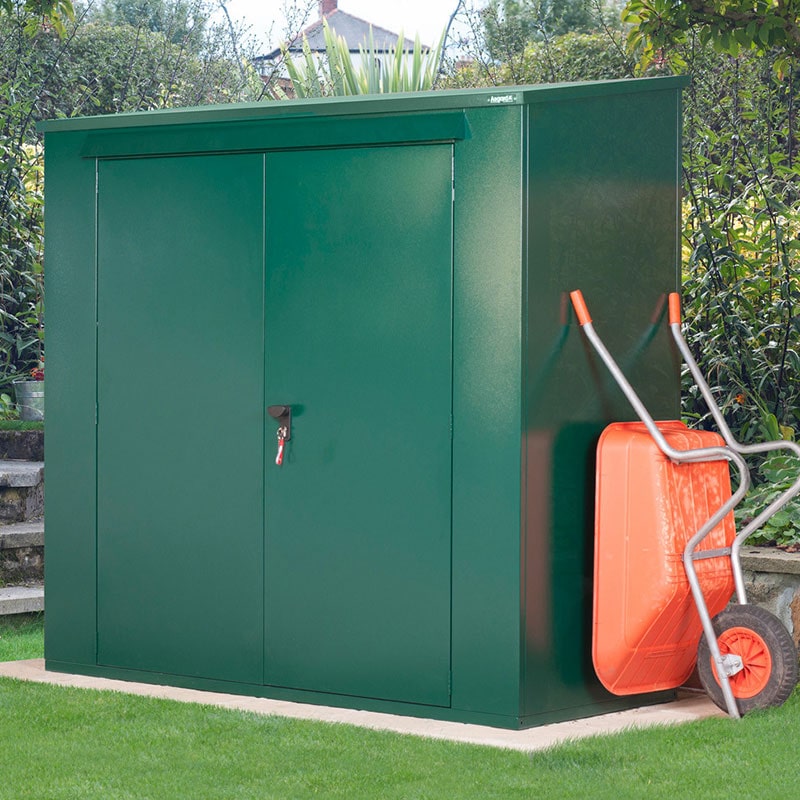 Product photograph of 7 2 X 3 Asgard Trojan Plus Metal Shed Bike Shed Combo 2 2m X 0 95m from Buy Sheds Direct