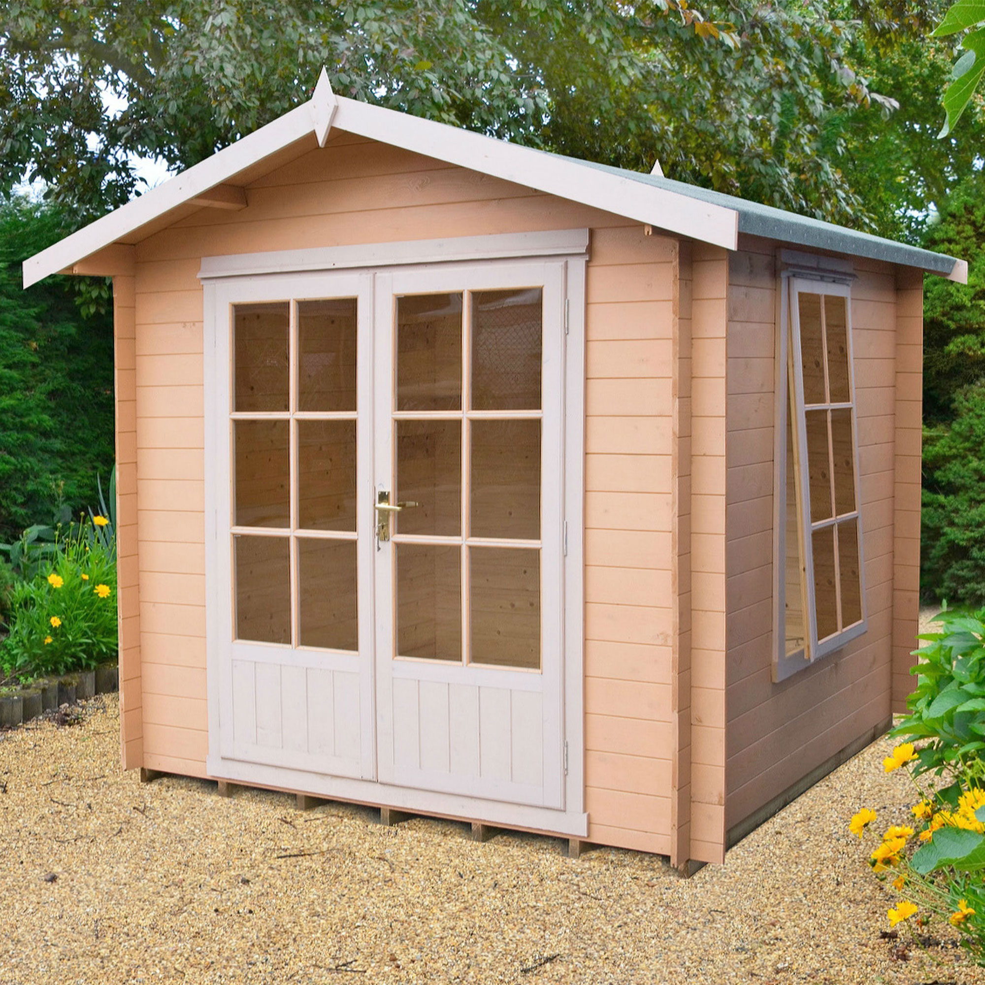 Product photograph of Shire Barnsdale 2 1m X 2 1m Wooden Log Cabin Summerhouse 19mm from Buy Sheds Direct