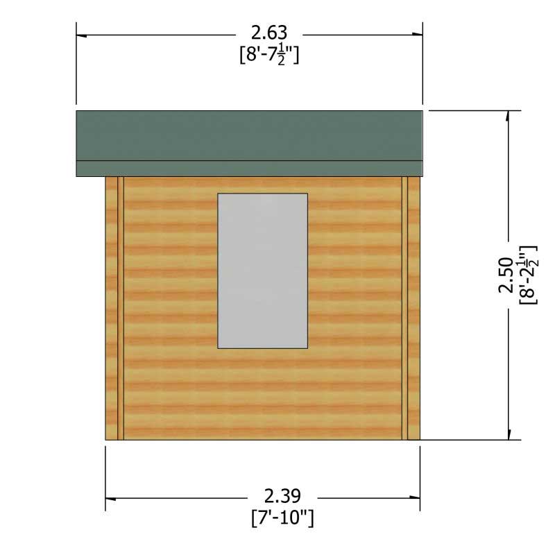 Shire Barnsdale 2.4m x 2.4m Wooden Log Cabin Summerhouse (19mm) Technical Drawing