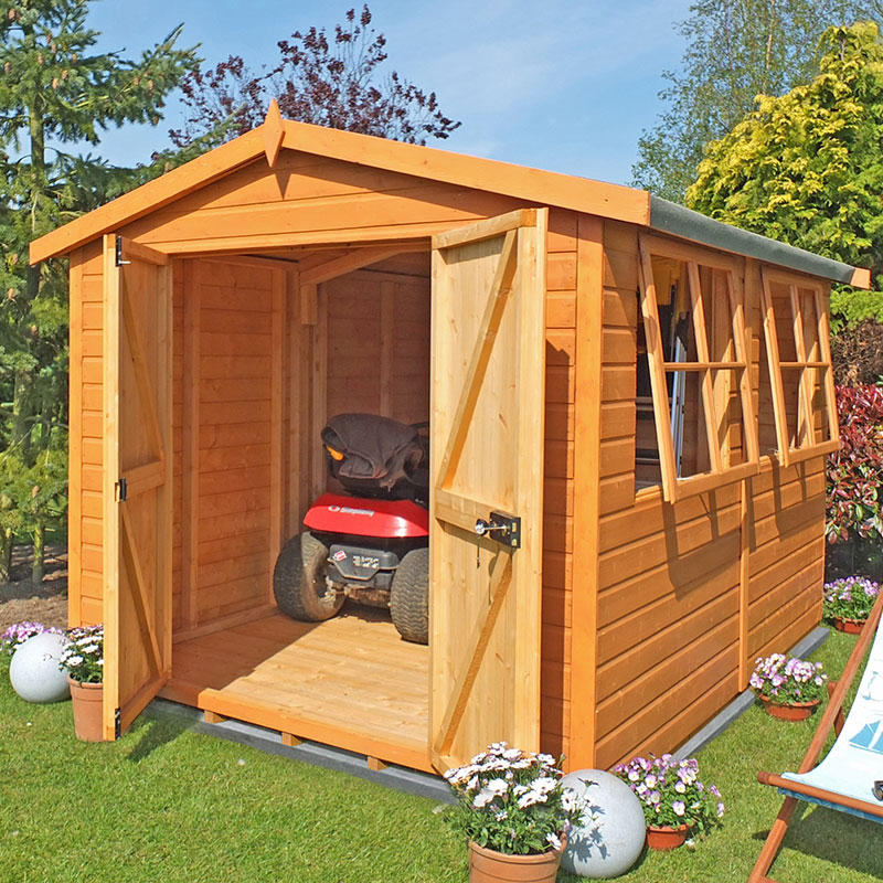 Product photograph of 10 X 10 Shire Bison Heavy Duty Double Door Wooden Workshop 3 16m X 3 21m from Buy Sheds Direct