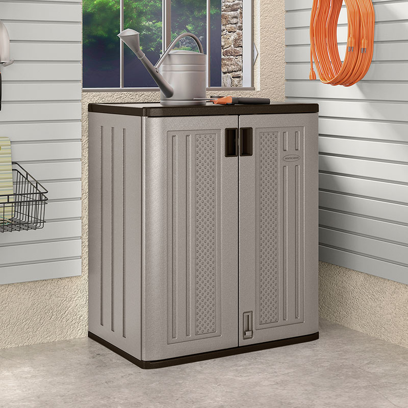 Product photograph of Suncast Base Utility Garage Cabinet Grey - Plastic Storage Cupboard from Buy Sheds Direct