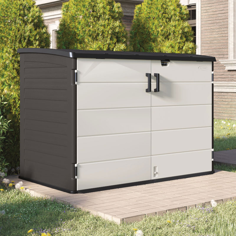 Product photograph of 6 X 4 Suncast Resin Kensington Eight Store - Plastic Garden Storage In Peppercorn 1 79m X 1 13m from Buy Sheds Direct