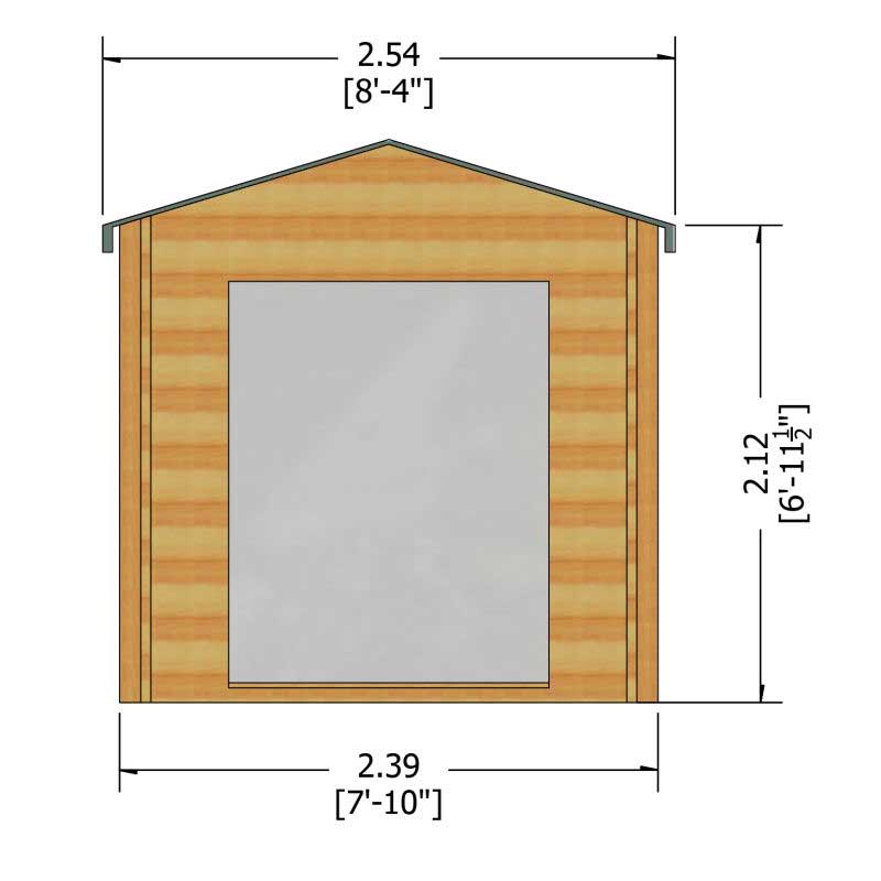 Shire Bradley 2.4m x 2.4m Log Cabin Shed (19mm) Technical Drawing