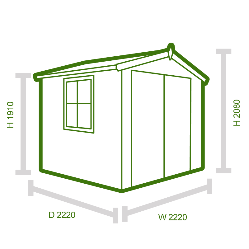 Shire Bradley 2.1m x 2.1m Log Cabin Shed (19mm) Technical Drawing