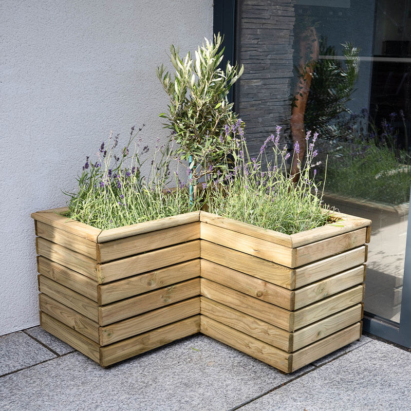 Product photograph of 2 7 X 2 7 Forest Linear Corner Wooden Planter 0 8m X 0 8m from Buy Sheds Direct
