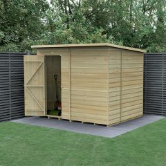 8' x 6' Forest Beckwood 25yr Guarantee Shiplap Pressure Treated Windowless Pent Wooden Shed (2.52m x 2.05m)