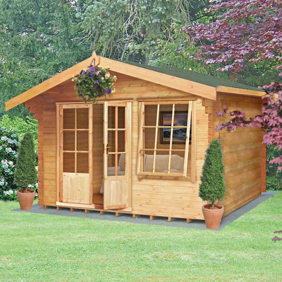 Shire Hale 3.6m x 3.6m Log Cabin Summerhouse (28mm)