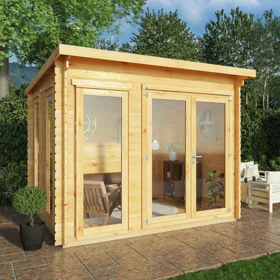 Mercia Studio 3m x 3m Double Glazed Pent Log Cabin (34mm)