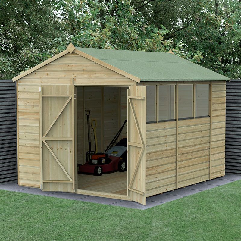 10' x 8' Forest Beckwood 25yr Guarantee Shiplap Pressure Treated Double Door Apex Wooden Shed