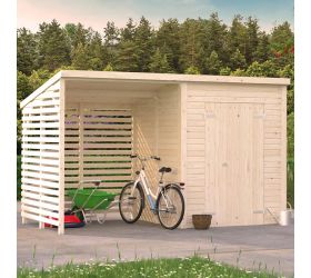 13' x 6' Palmako Leif Heavy Duty Wooden Shed with Bike Shelter (3.8m x 1.9m)
