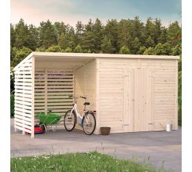 16' x 6' Palmako Leif Heavy Duty Wooden Shed with Bike Shelter (4.7m x 1.9m)