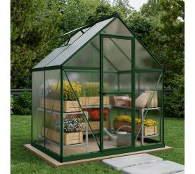 6' x 4' Palram Canopia Mythos Small Green Polycarbonate Greenhouse (1.85m x 1.26m)