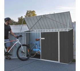 7'5 x 2'7 Absco Double Door Metal Bike Shed - Grey (2.26m x 0.78m)