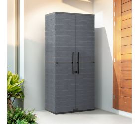 Saffron Tall Vertical Cabinet/Plastic Storage Cupboard - Sleek Grey