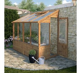 8' x 4' Mercia Traditional Wooden Lean To Greenhouse (2.4m x 1.3m)
