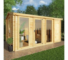 Mercia 5m x 3m Log Cabin with Side Shed (19mm) 