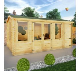 Mercia 5m x 3m Double Door Log Cabin with Side Shed (19mm)