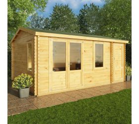 Mercia Elite 5m x 4m Double Glazed Garden Office Log Cabin with Side Shed (28mm)