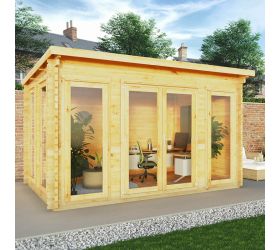 Mercia Studio 4m x 3m Double Glazed Pent Log Cabin (34mm)