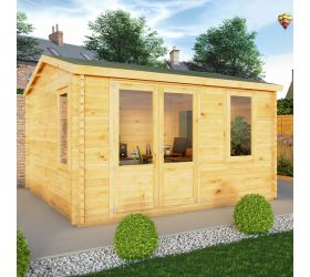 Mercia Elite 4m x 4m Double Glazed Garden Office Log Cabin (34mm)
