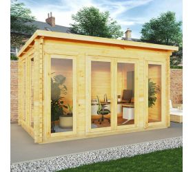 Mercia Studio 4m x 3m Double Glazed Pent Log Cabin (44mm)