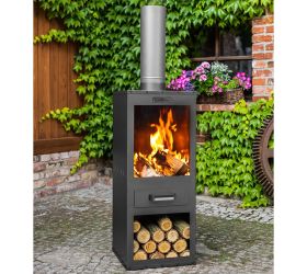 Cook King Rosa Garden Stove Fire Pit and Logstore
