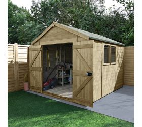 10' x 8' Forest Timberdale Tongue & Groove Pressure Treated Double Door Apex Shed