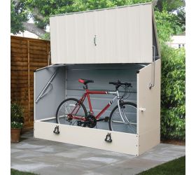 6'4 x 2'9 Trimetals Protect A Cycle Metal Bike Shed with Ramp - Cream (1.95m x 0.88m)