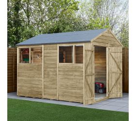 10' x 6' Forest 4Life 25yr Guarantee Overlap Pressure Treated Double Door Apex Wooden Shed (3.01m x 1.99m)