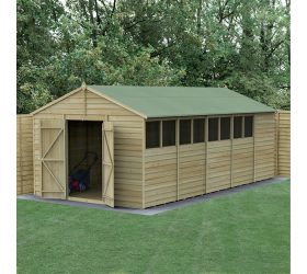 20' x 10' Forest 4Life 25yr Guarantee Overlap Pressure Treated Double Door Apex Wooden Shed (3.21m x 5.96m)