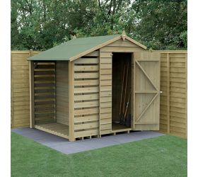 6' x 4' Forest 4Life 25yr Guarantee Overlap Pressure Treated Windowless Apex Wooden Shed with Lean To (1.88m x 2.01m)