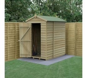 6' x 4' Forest 4Life 25yr Guarantee Overlap Pressure Treated Windowless Apex Wooden Shed (1.88m x 1.34m)