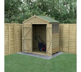 6' x 4' Forest 4Life 25yr Guarantee Overlap Pressure Treated Double Door Apex Wooden Shed (1.99m x 1.23m)