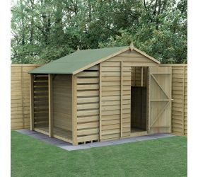 8' x 6' Forest 4Life 25yr Guarantee Overlap Pressure Treated Apex Wooden Shed with Lean To (2.42m x 2.65m)