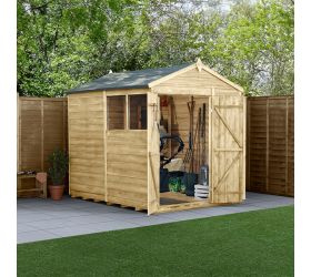 8' x 6' Forest 4Life 25yr Guarantee Overlap Pressure Treated Double Door Apex Wooden Shed (2.42m x 1.99m)