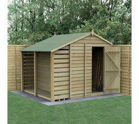 8' x 6' Forest 4Life 25yr Guarantee Overlap Pressure Treated Windowless Apex Wooden Shed with Lean To (2.42m x 2.65m)