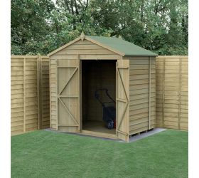 7' x 5' Forest 4Life 25yr Guarantee Overlap Pressure Treated Windowless Double Door Apex Wooden Shed (2.28m x 1.53m)
