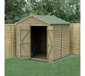 7' x 7' Forest 4Life 25yr Guarantee Overlap Pressure Treated Windowless Double Door Apex Wooden Shed (2.28m x 2.12m)