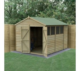 10' x 8' Forest 4Life 25yr Guarantee Overlap Pressure Treated Double Door Apex Wooden Shed (3.01m x 2.61m)