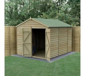 10' x 8' Forest 4Life 25yr Guarantee Overlap Pressure Treated Windowless Double Door Apex Wooden Shed (3.01m x 2.61m)