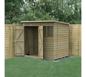 7' x 5' Forest 4Life 25yr Guarantee Overlap Pressure Treated Double Door Pent Wooden Shed (2.26m x 1.69m)