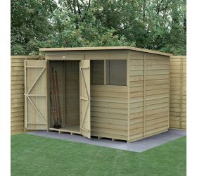 8' x 6' Forest 4Life 25yr Guarantee Overlap Pressure Treated Double Door Pent Wooden Shed (2.51m x 2.04m)