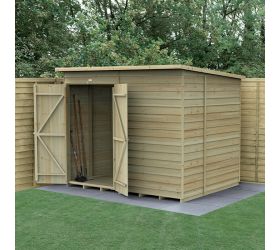 8' x 6' Forest 4Life 25yr Guarantee Overlap Pressure Treated Windowless Double Door Pent Wooden Shed (2.51m x 2.04m)