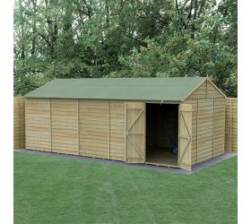 20' x 10' Forest 4Life 25yr Guarantee Overlap Pressure Treated Windowless Double Door Reverse Apex Wooden Shed (5.96m x 3.21m)